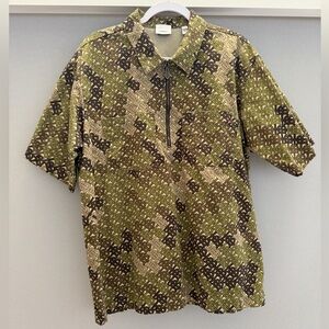 Burberry Green and Brown Patterned Men's Shirt